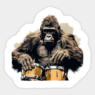 Gorilla playing drums Sticker